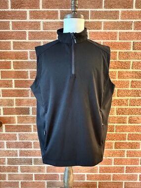 CORE365 Men's Black Lightweight Vest 1/4 Zip Stand-Up Collar, L